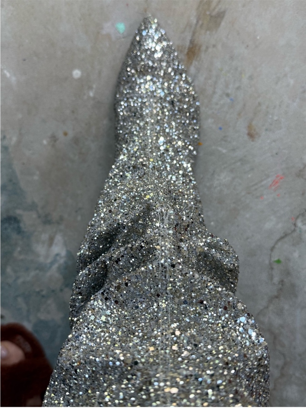 Kate Spade Olina Silver Glitter Tall Boots Kitten Heels In Box 8.5 - Picture 4 of 9